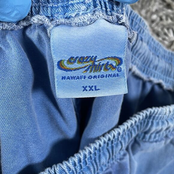 Crazy Shirts Hawaii Shorts Men's Size XXL Hawaii Blue Dyed Chino Drawstring - Picture 2 of 8